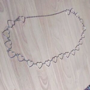 Y2k Heart Silhouette Silver Chain Belt Bling Kawaii Barbiecore